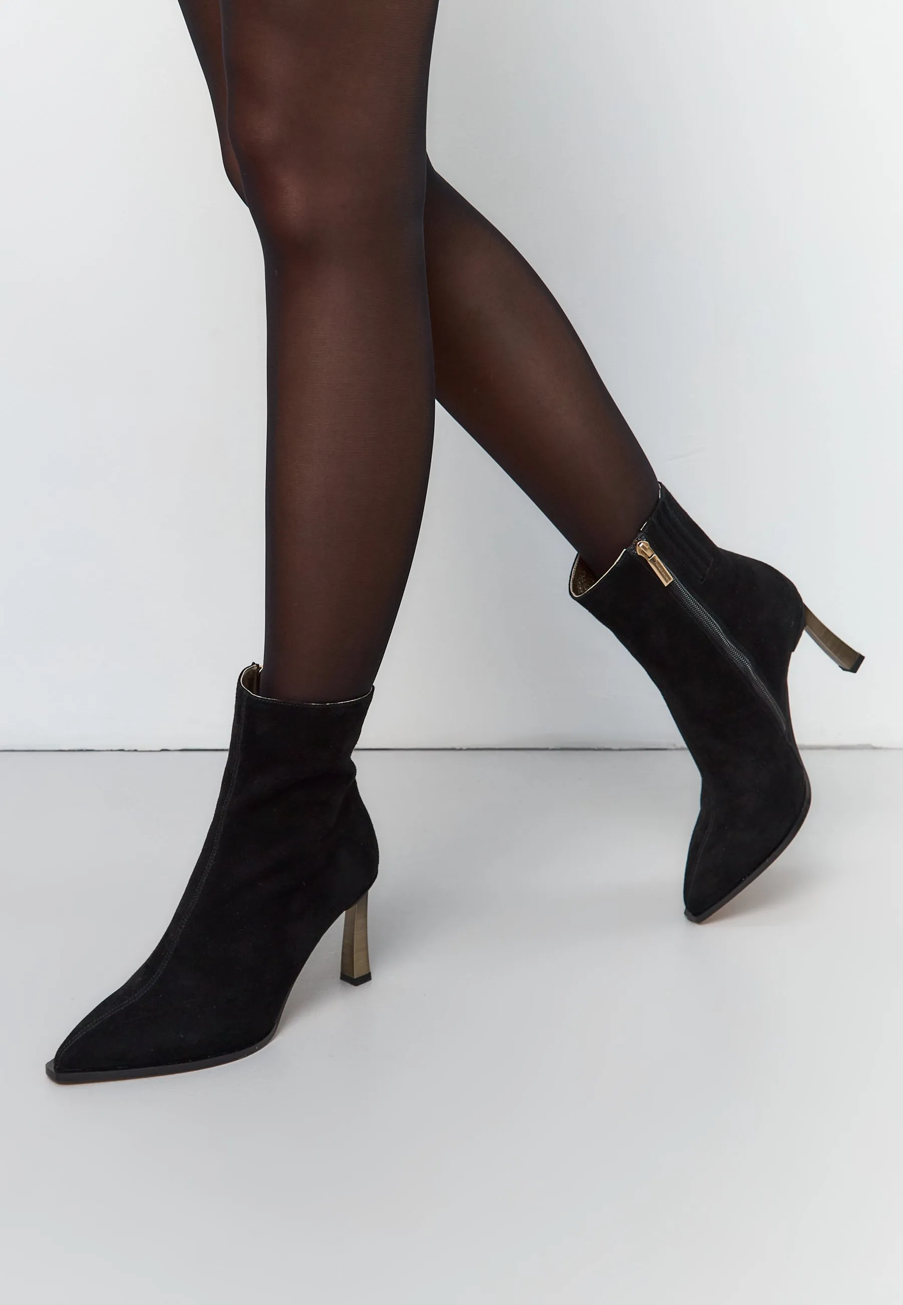 Color Stiletto Heel Ankle Boots Scarlett - Black