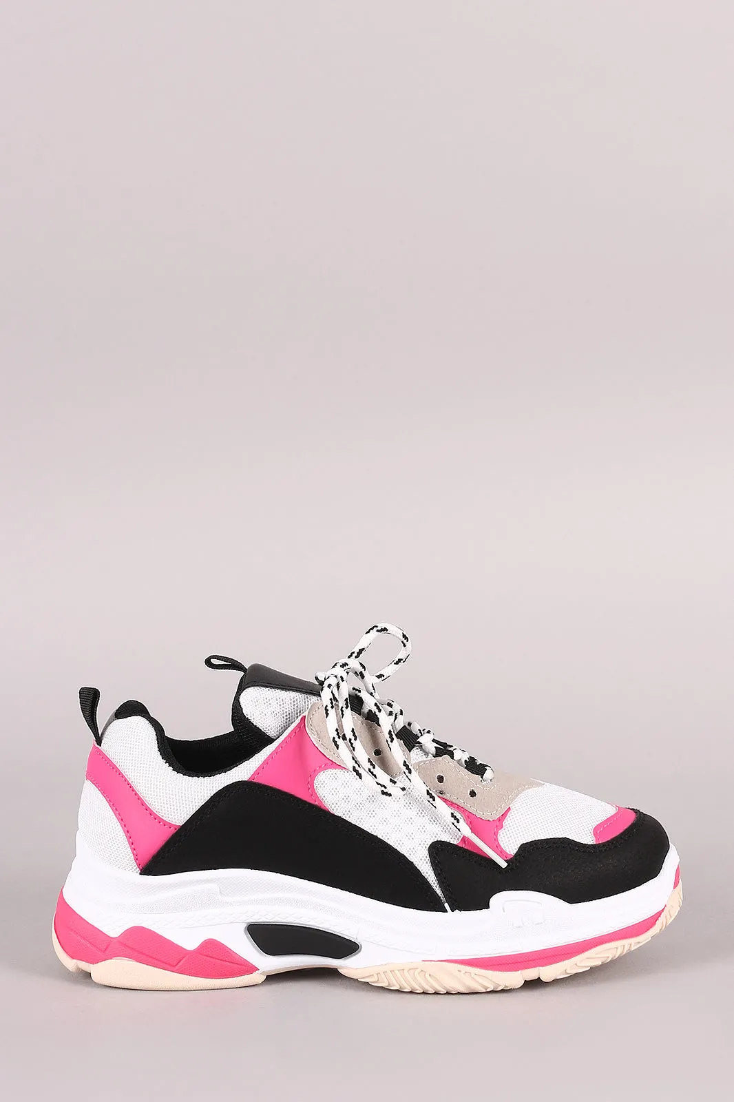 Colorblock Lace Up Flatform Sneaker