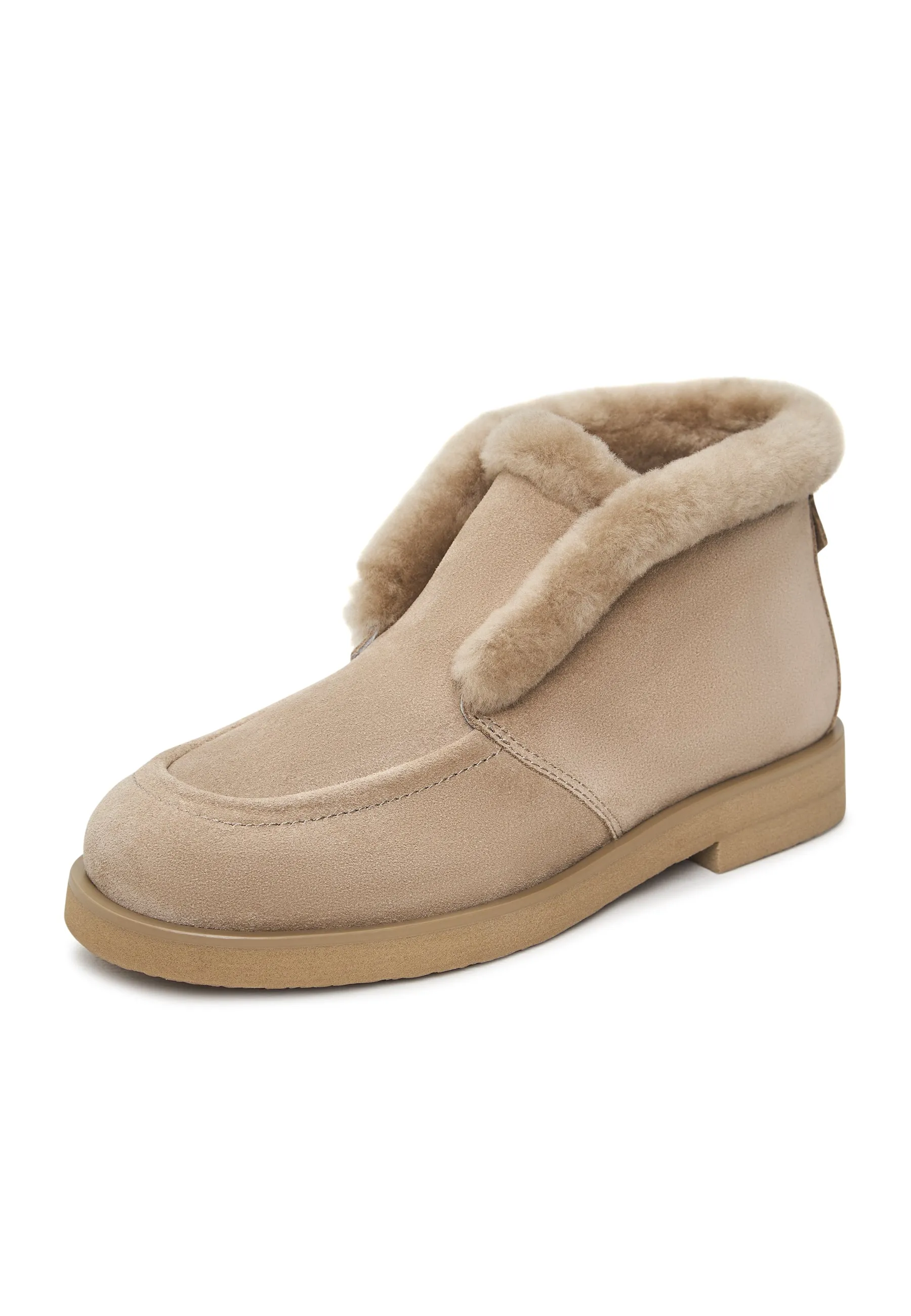 Cozy Suede Fur-Lined Boots Gerda - Beige