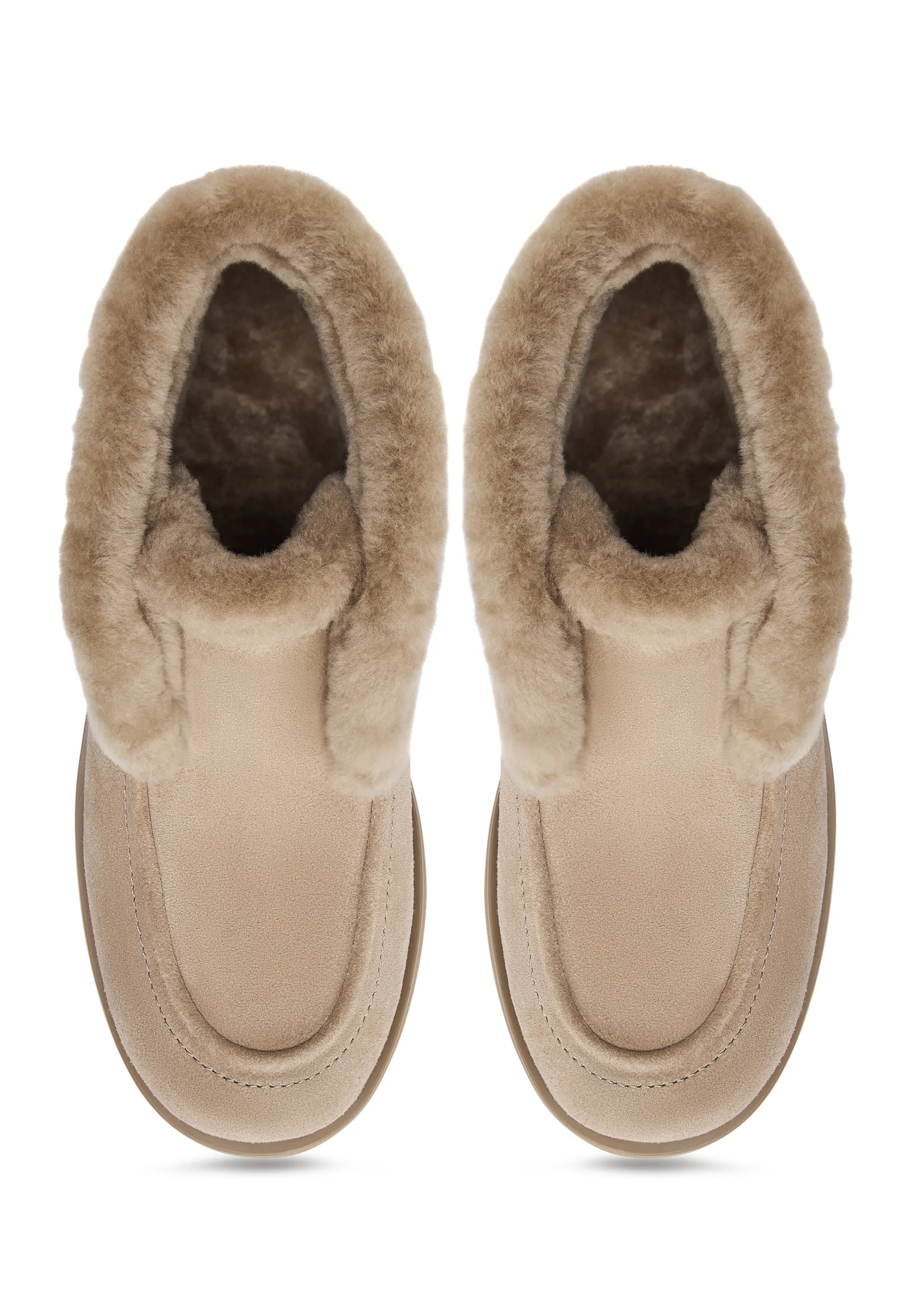 Cozy Suede Fur-Lined Boots Gerda - Beige