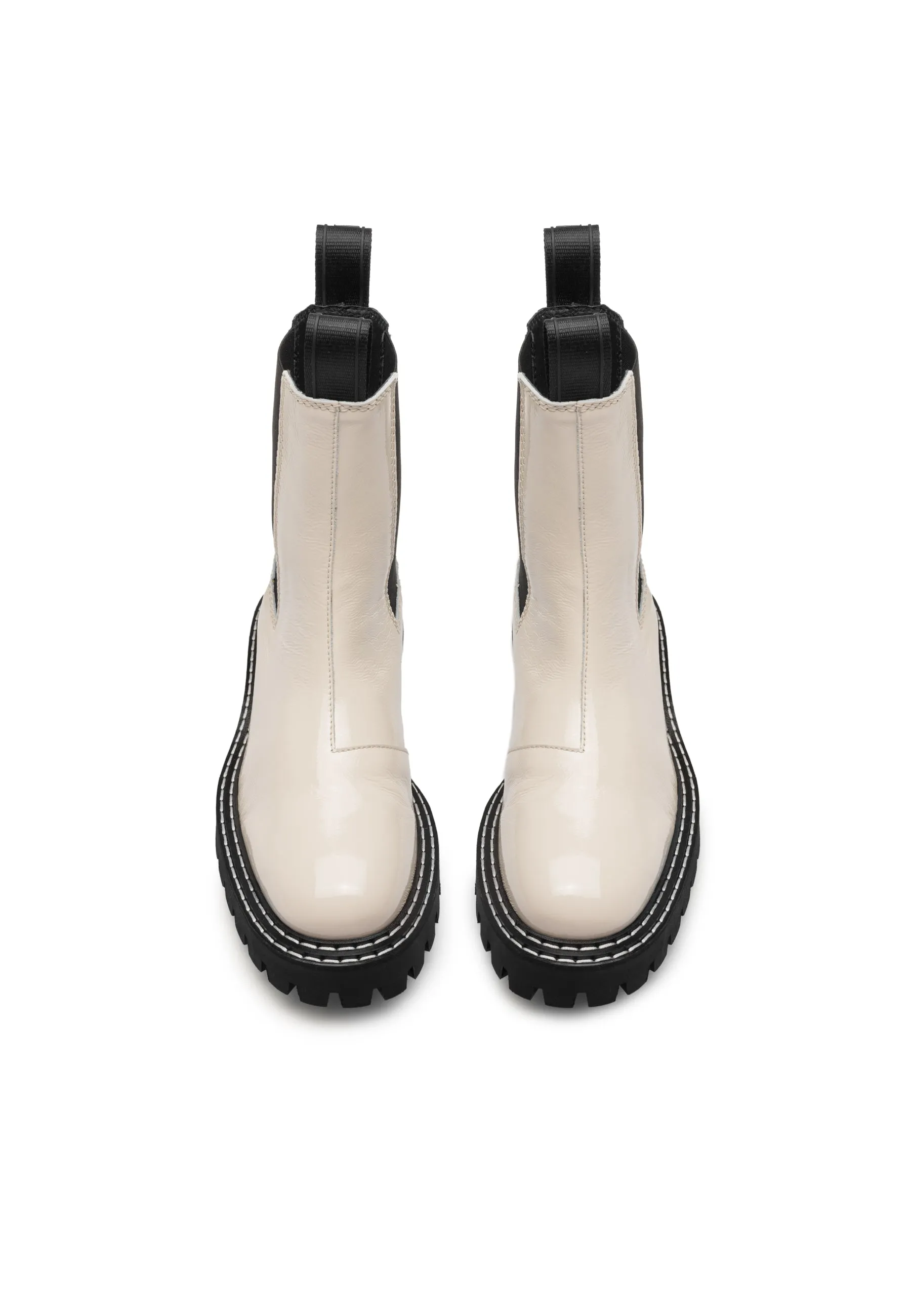 Daze Off White Patent Leather Chelsea Boots