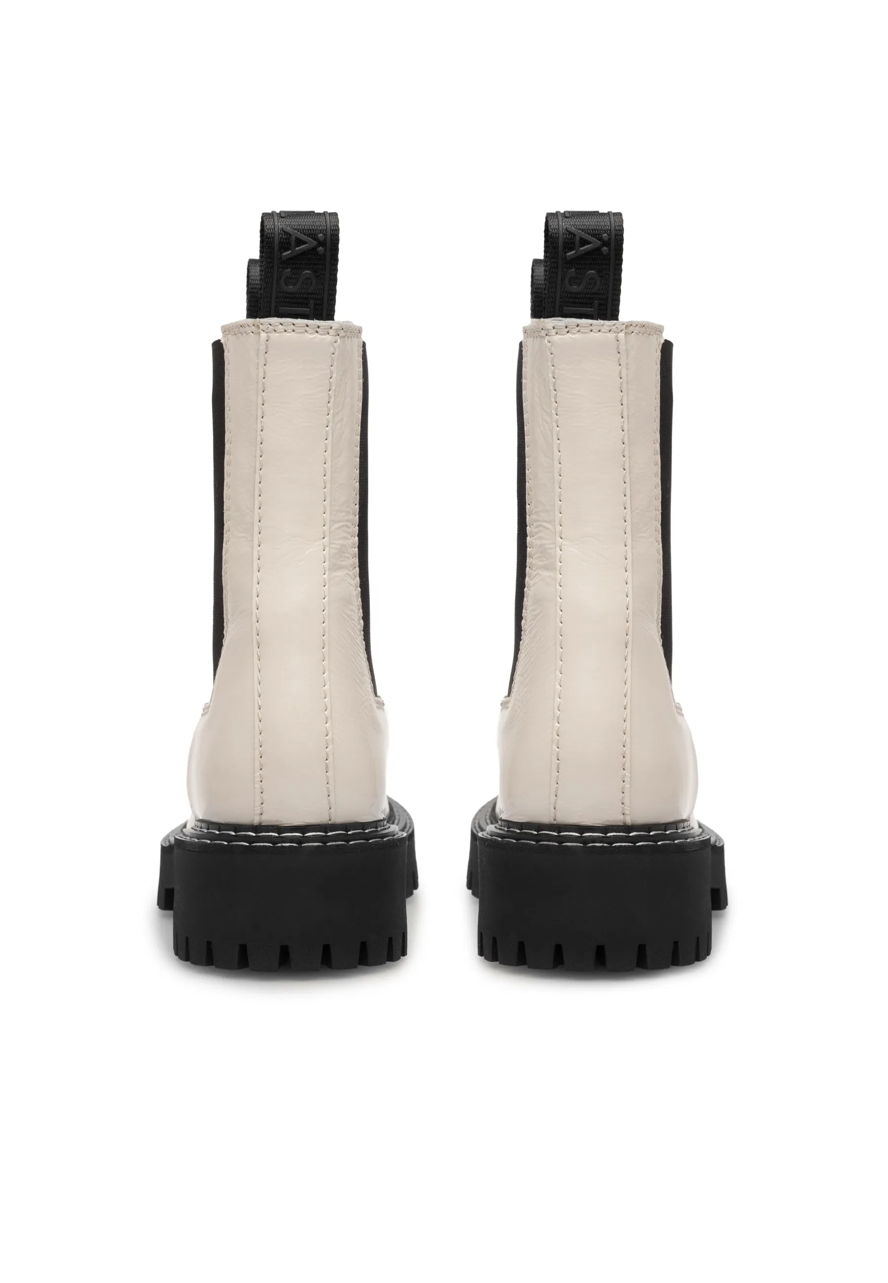 Daze Off White Patent Leather Chelsea Boots