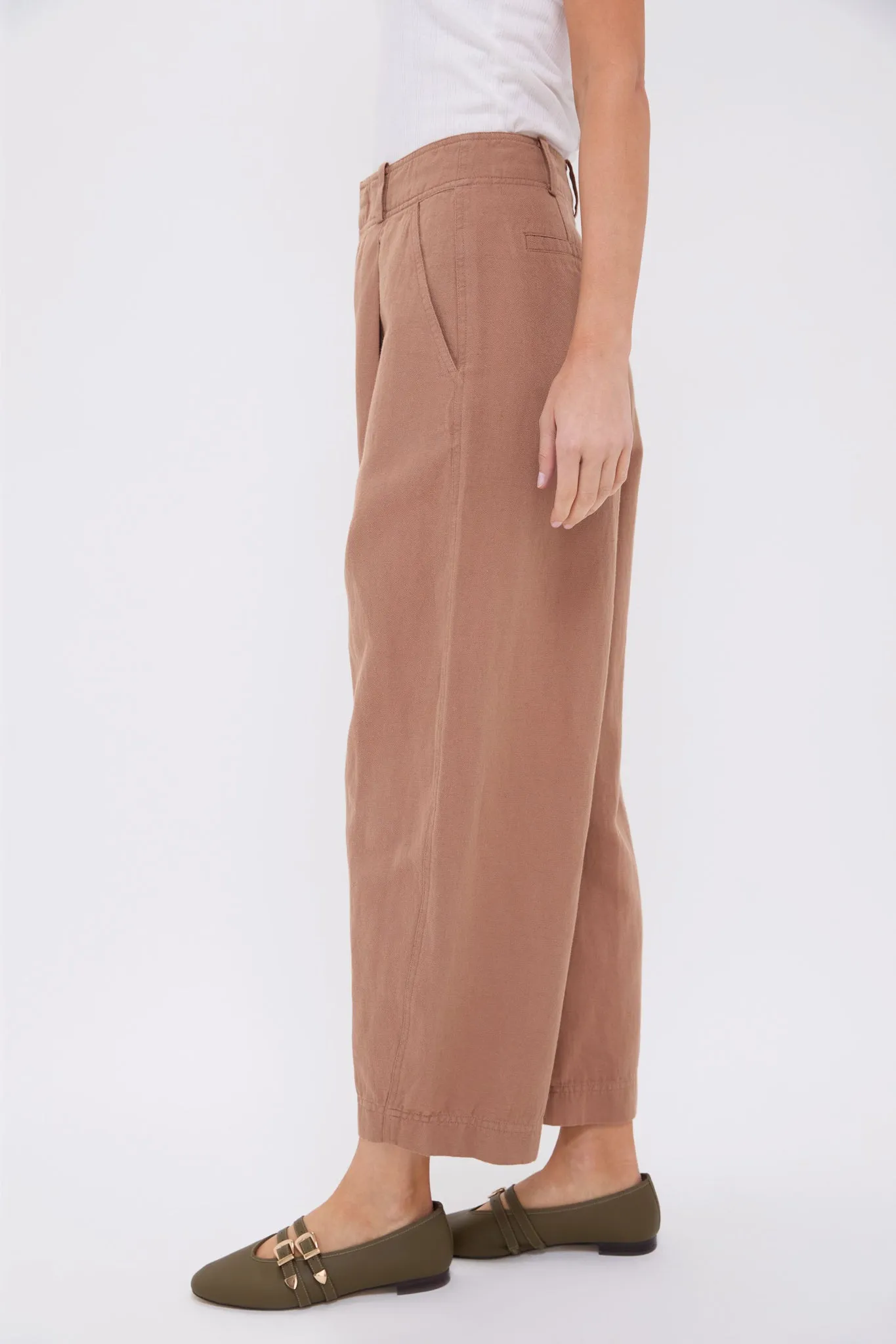 Deep Khaki Bari Crop Trouser