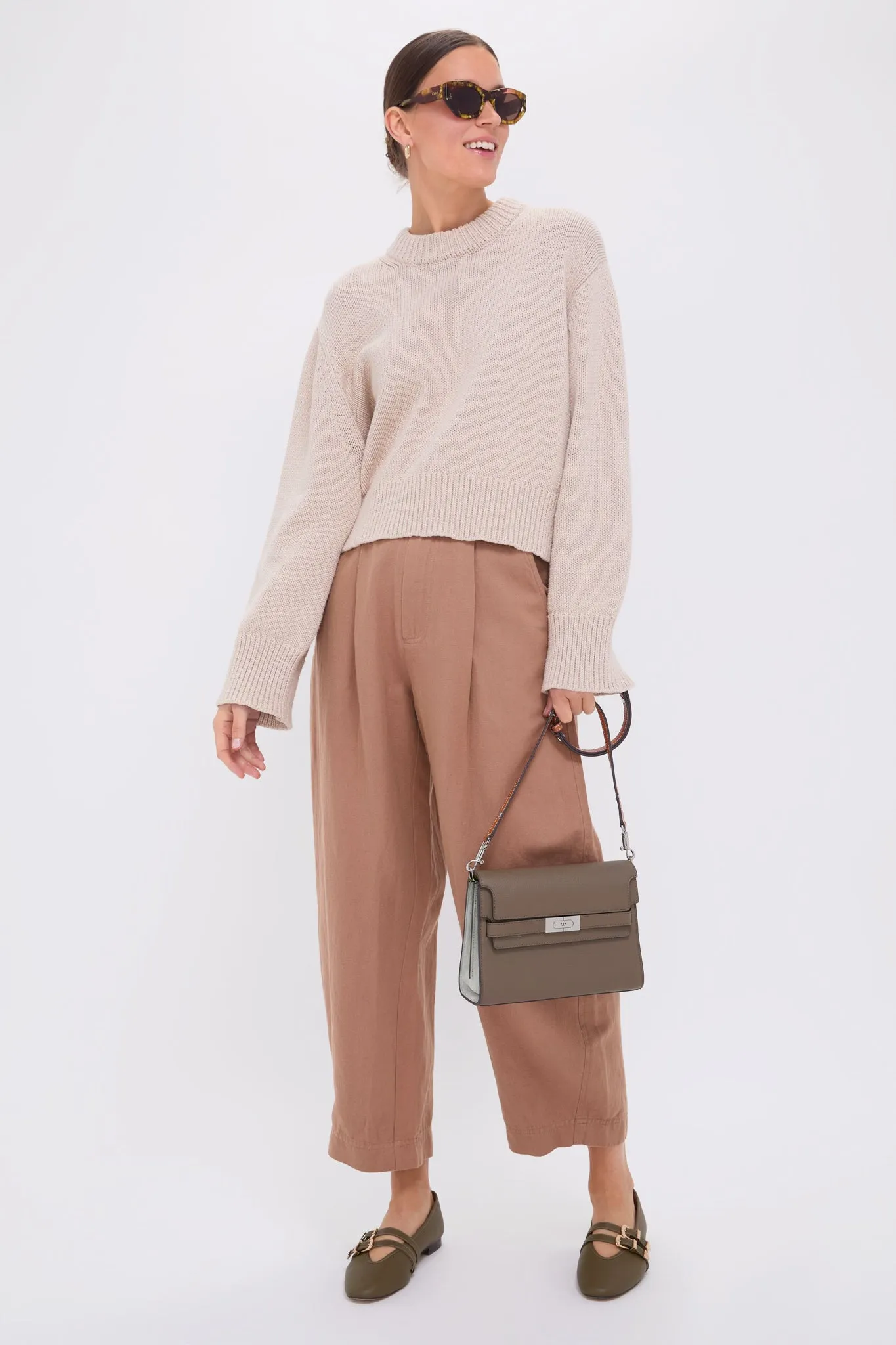 Deep Khaki Bari Crop Trouser