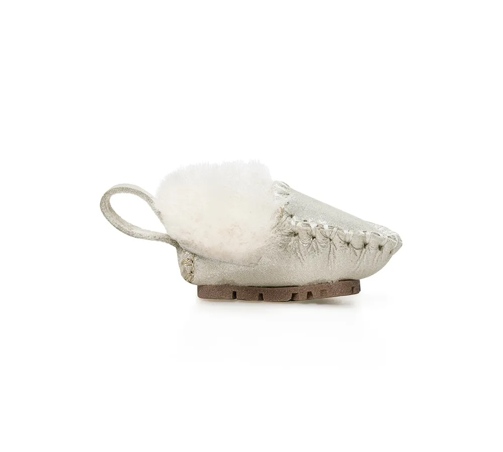 EVERAU® UGG Slippers Sheepskin Wool Popo Moccasin Keyrings