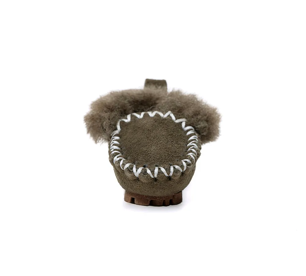 EVERAU® UGG Slippers Sheepskin Wool Popo Moccasin Keyrings