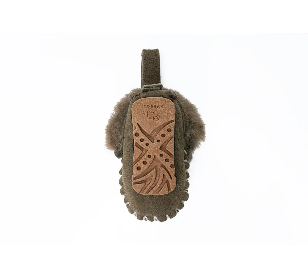 EVERAU® UGG Slippers Sheepskin Wool Popo Moccasin Keyrings