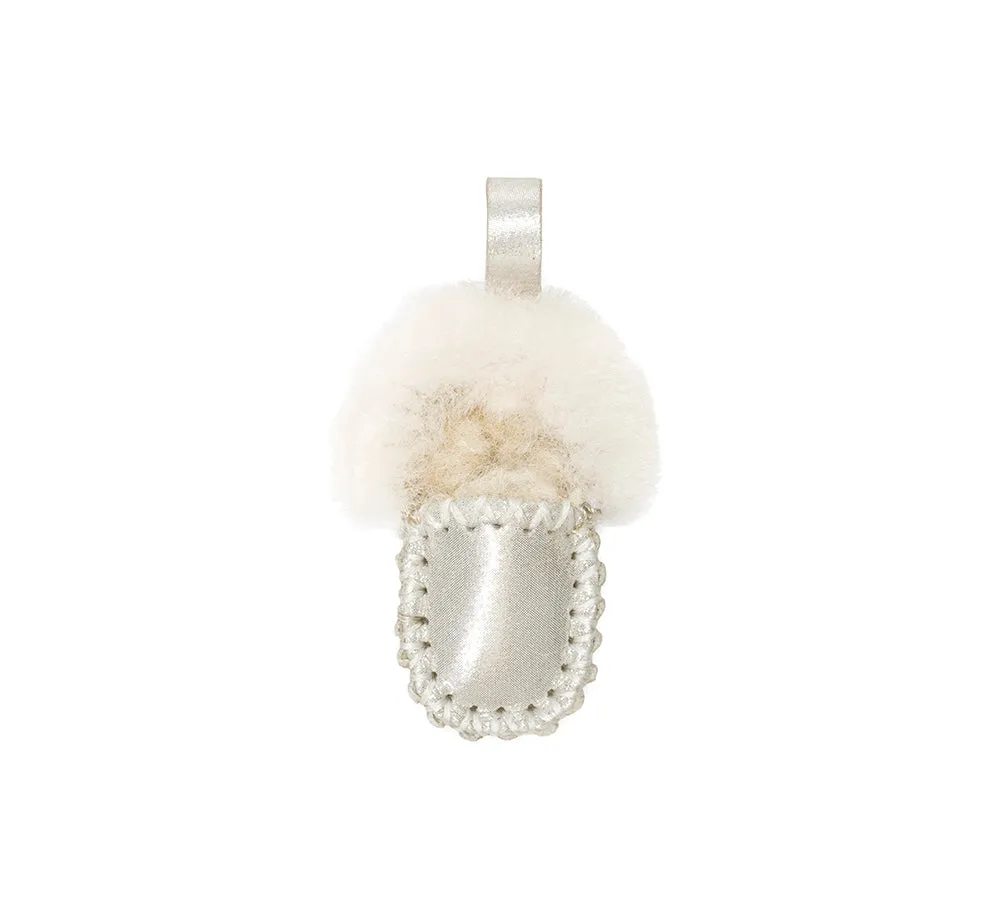 EVERAU® UGG Slippers Sheepskin Wool Popo Moccasin Keyrings