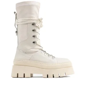 Evi Ann Creme White Biker Boots