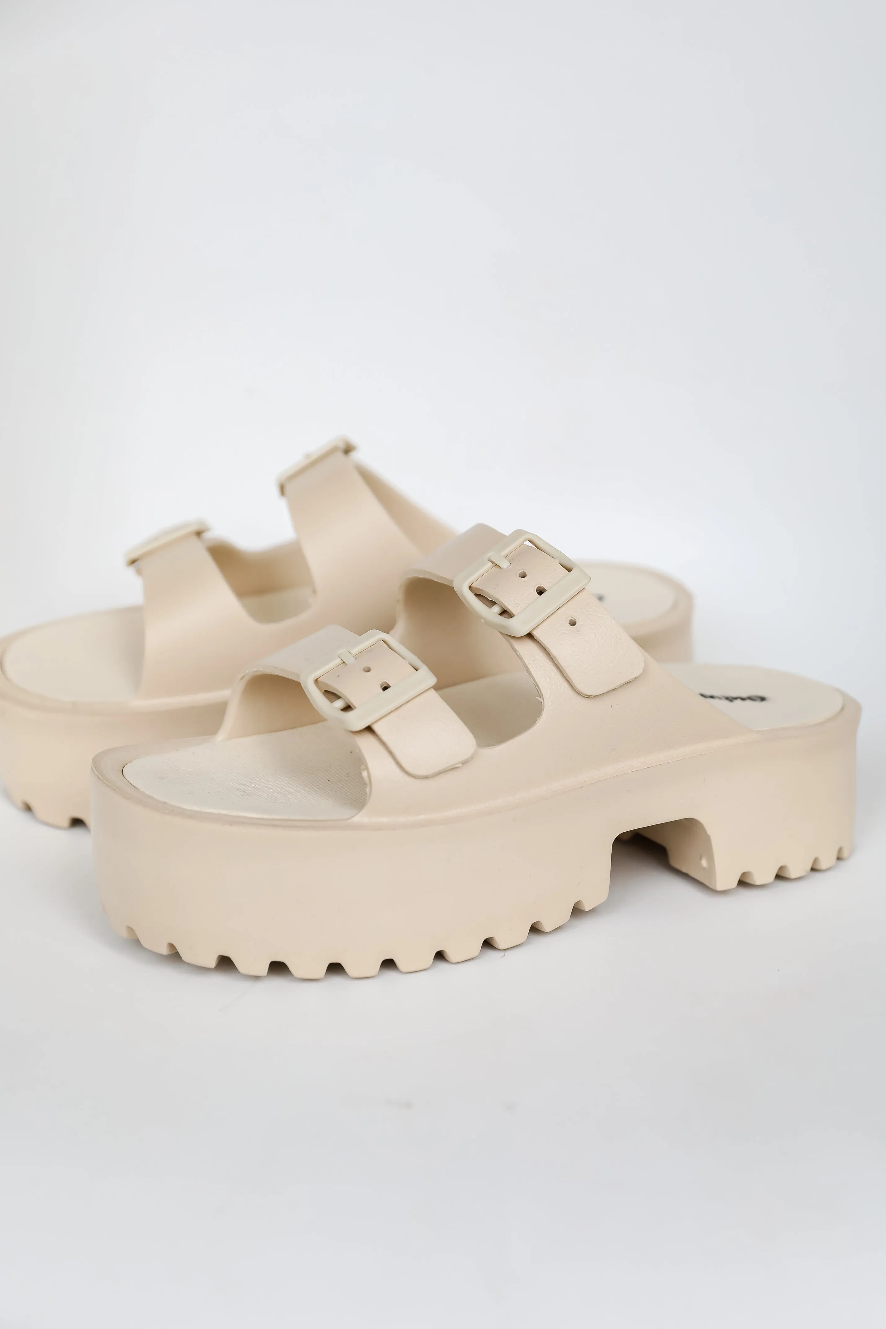 FINAL SALE - Cabana Life Nude Platform Double Strap Sandals