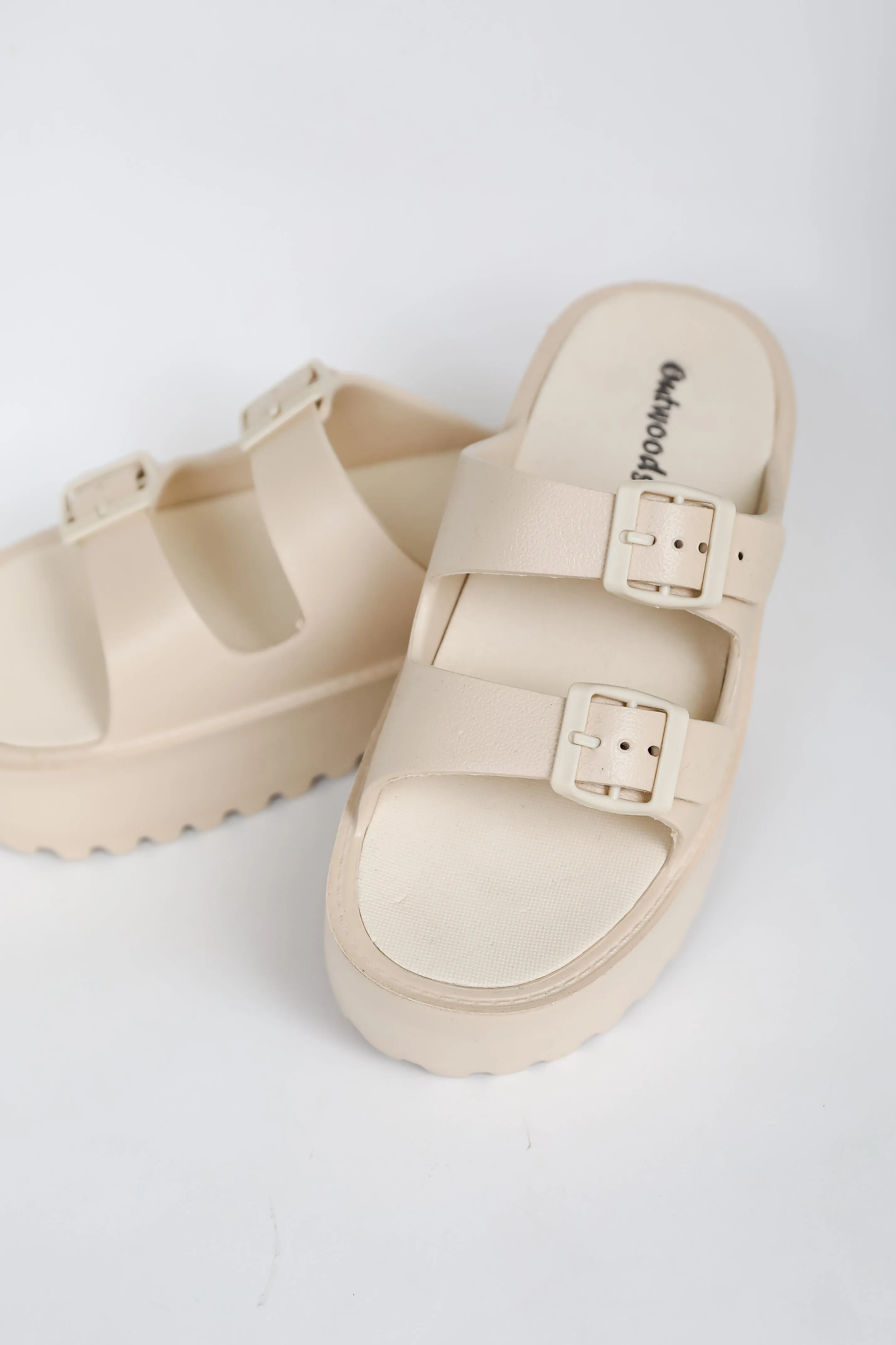 FINAL SALE - Cabana Life Nude Platform Double Strap Sandals