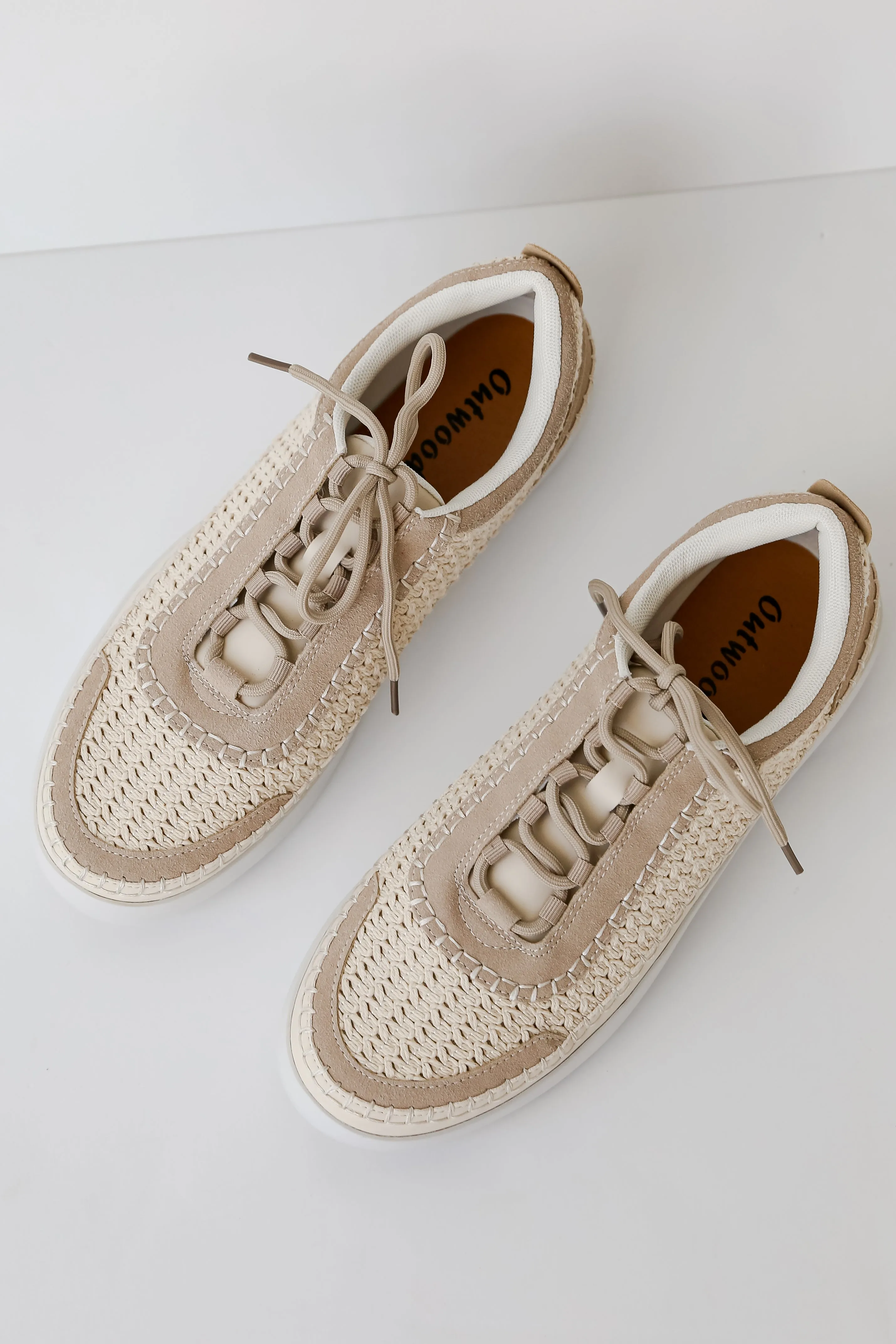 FINAL SALE - Stay On Course Cream Crochet Platform Sneakers