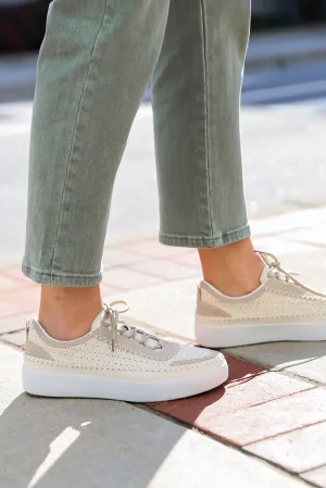 FINAL SALE - Stay On Course Cream Crochet Platform Sneakers