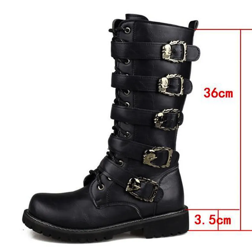 Funki Buys | Boots | Men's Buckle Strap Mid-Calf Gothic Boots