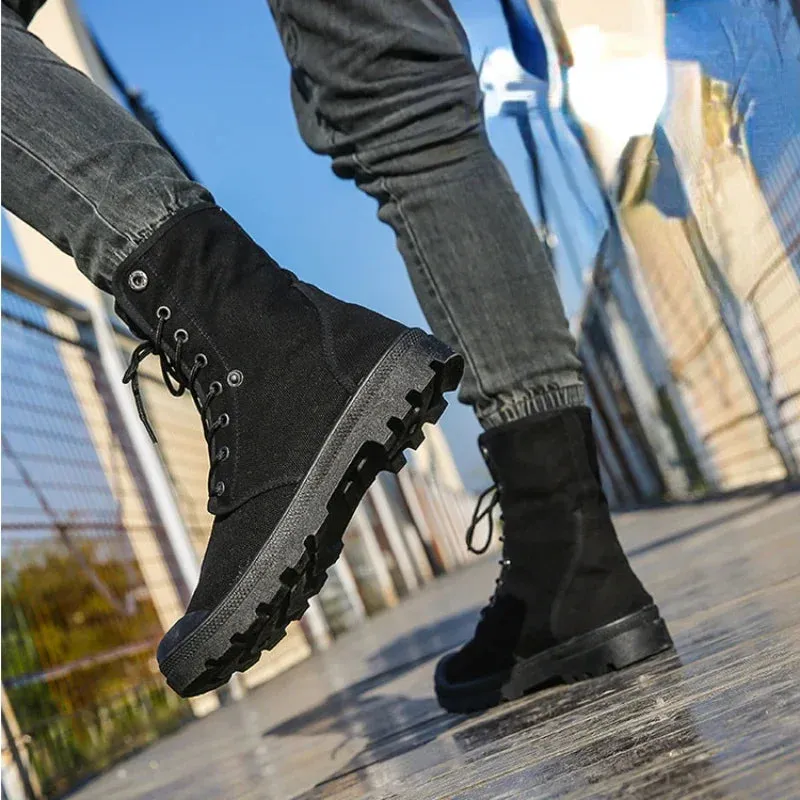 Funki Buys | Boots | Men's Canvas High Top Combat Boots