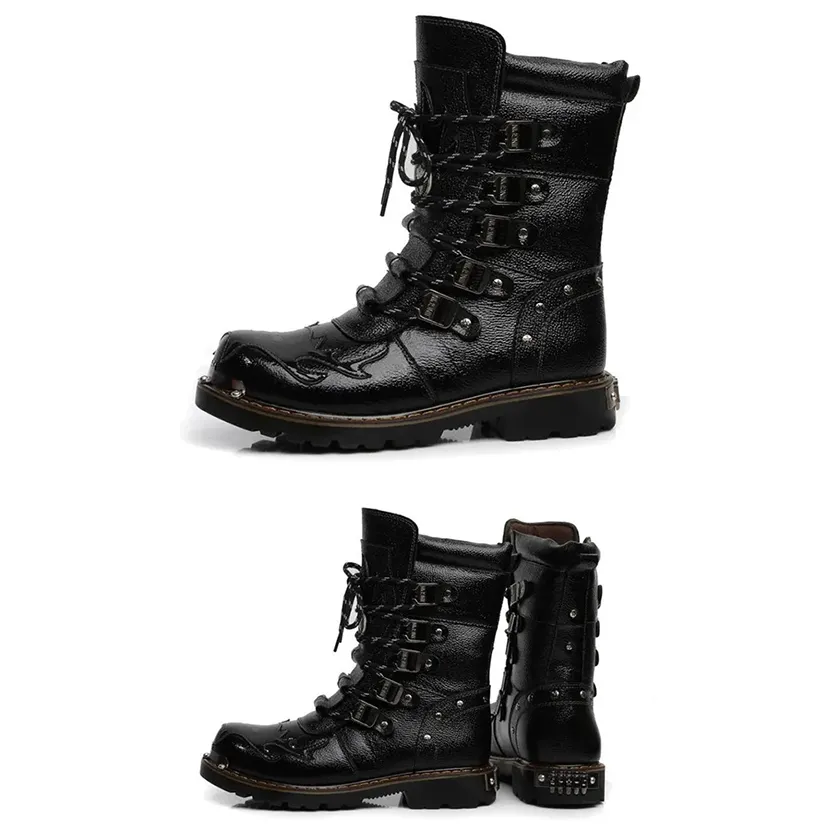 Funki Buys | Boots | Men's Genuine Leather Motorcycle Boots