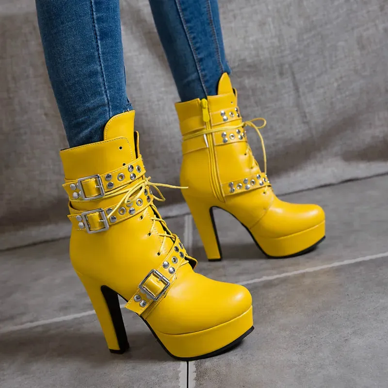 Funki Buys | Boots | Women's Buckle Strap Platform Ankle Boots