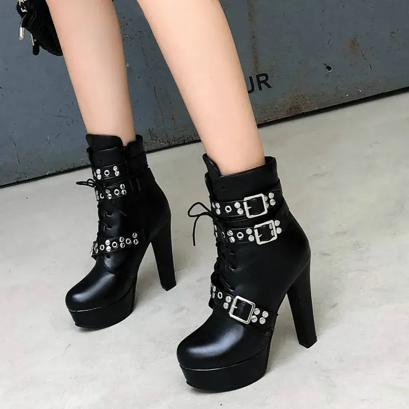 Funki Buys | Boots | Women's Buckle Strap Platform Ankle Boots