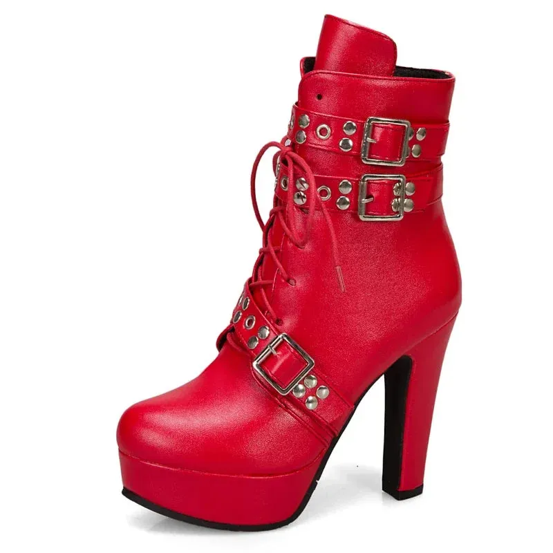 Funki Buys | Boots | Women's Buckle Strap Platform Ankle Boots