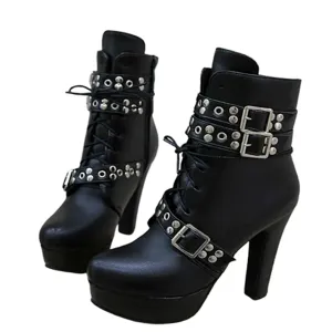 Funki Buys | Boots | Women's Buckle Strap Platform Ankle Boots