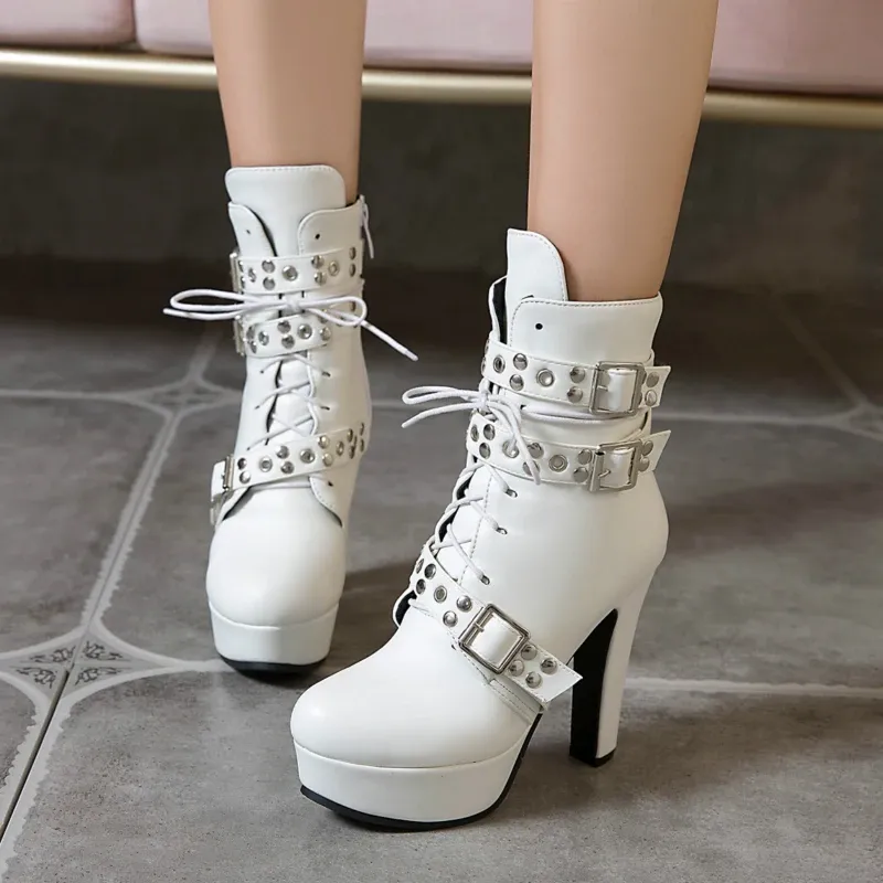 Funki Buys | Boots | Women's Buckle Strap Platform Ankle Boots