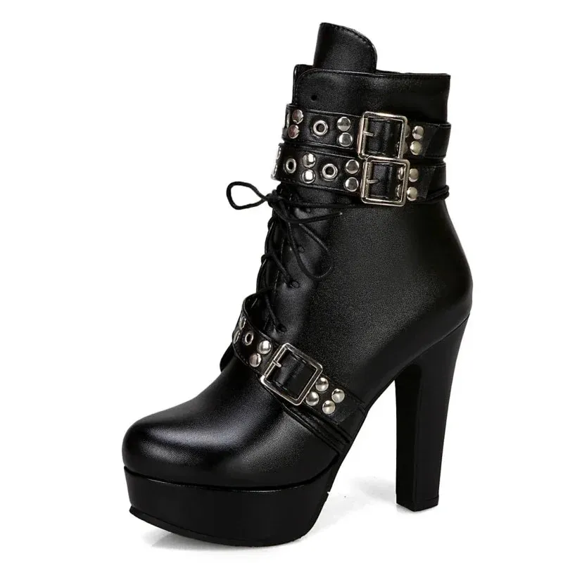 Funki Buys | Boots | Women's Buckle Strap Platform Ankle Boots