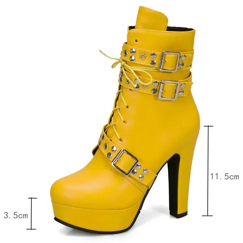 Funki Buys | Boots | Women's Buckle Strap Platform Ankle Boots