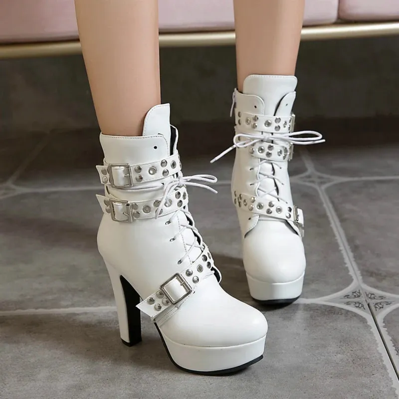 Funki Buys | Boots | Women's Buckle Strap Platform Ankle Boots