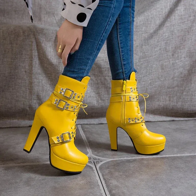 Funki Buys | Boots | Women's Buckle Strap Platform Ankle Boots