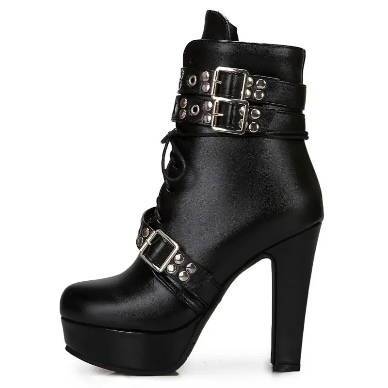 Funki Buys | Boots | Women's Buckle Strap Platform Ankle Boots