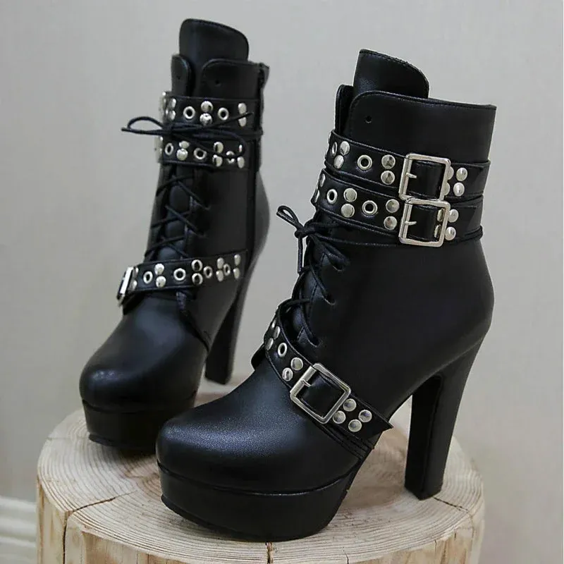 Funki Buys | Boots | Women's Buckle Strap Platform Ankle Boots