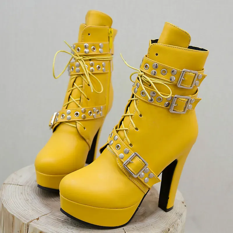 Funki Buys | Boots | Women's Buckle Strap Platform Ankle Boots