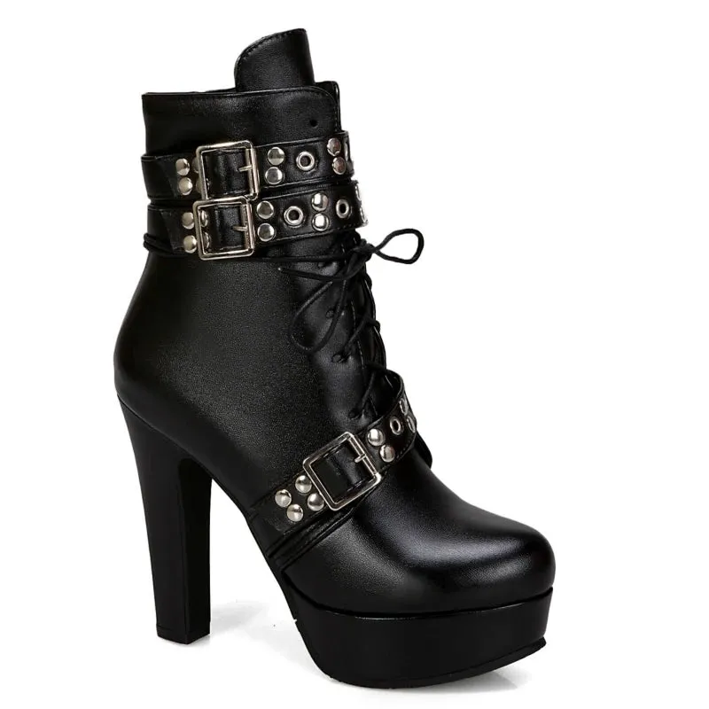 Funki Buys | Boots | Women's Buckle Strap Platform Ankle Boots