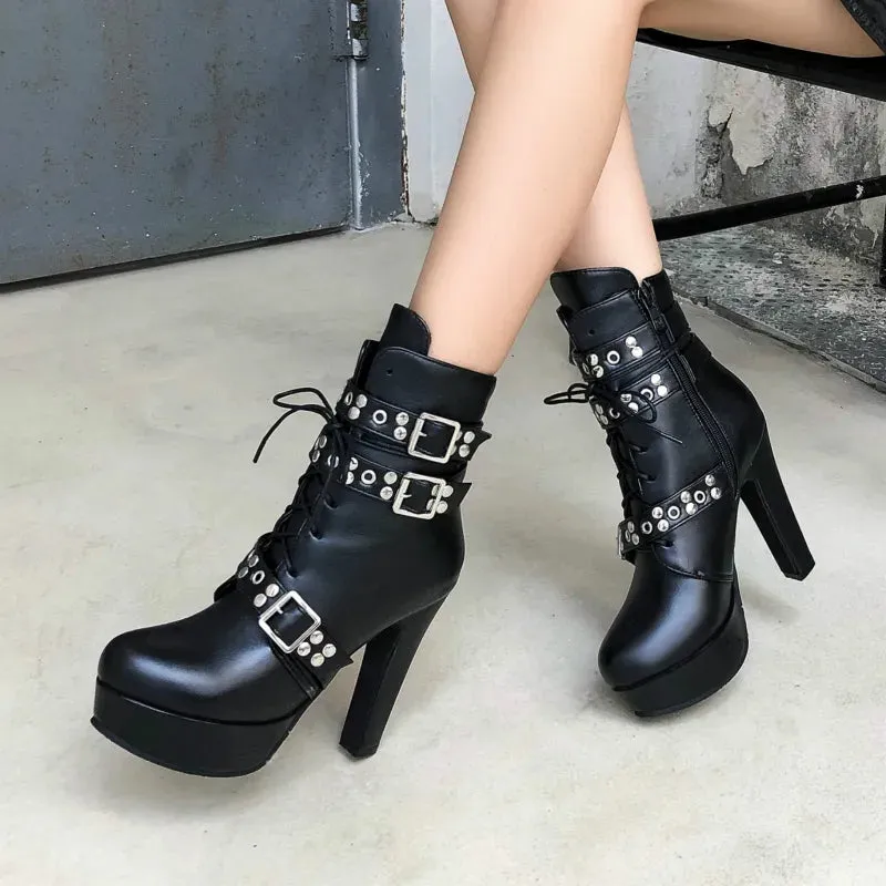 Funki Buys | Boots | Women's Buckle Strap Platform Ankle Boots