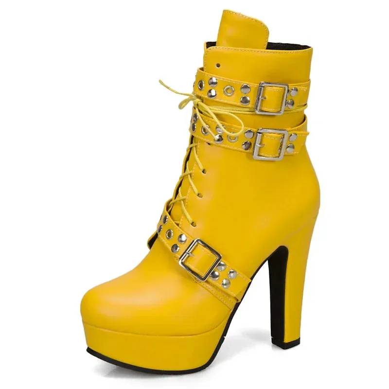 Funki Buys | Boots | Women's Buckle Strap Platform Ankle Boots