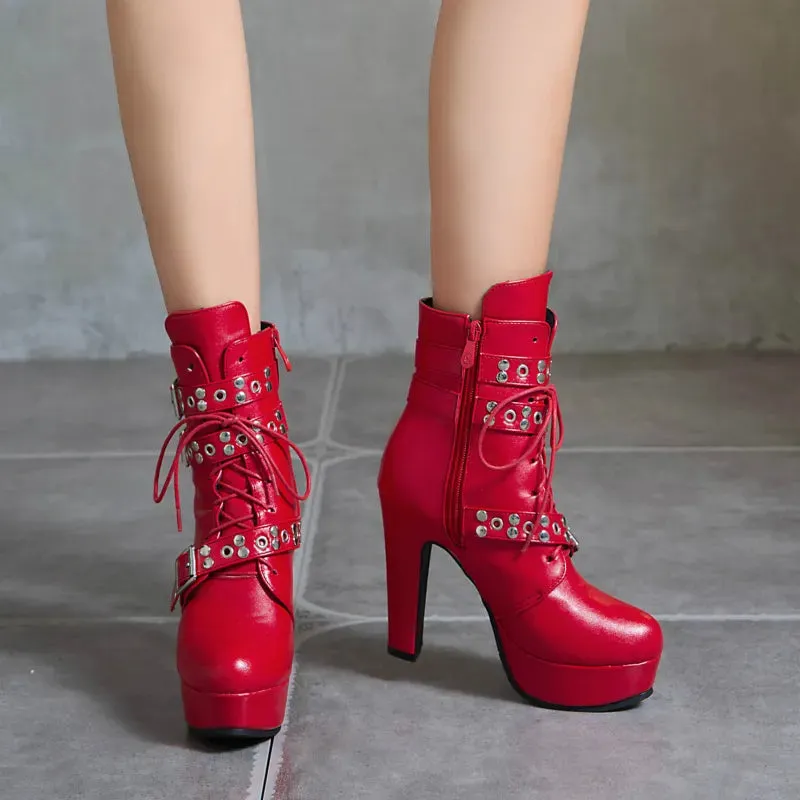 Funki Buys | Boots | Women's Buckle Strap Platform Ankle Boots