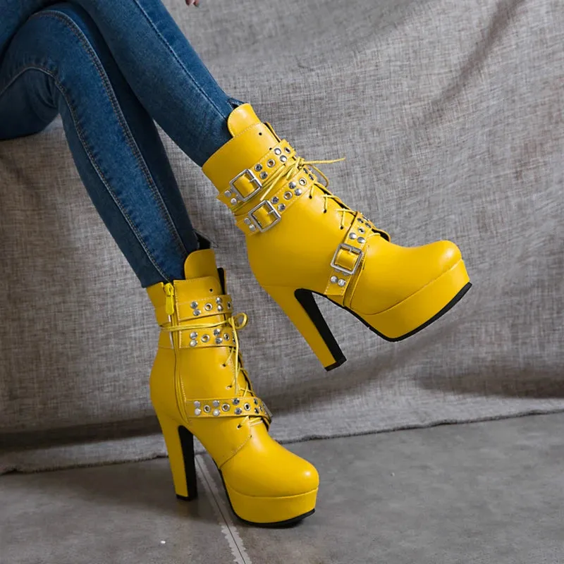 Funki Buys | Boots | Women's Buckle Strap Platform Ankle Boots