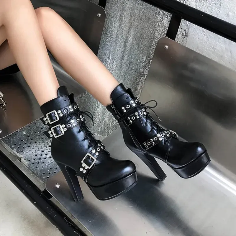 Funki Buys | Boots | Women's Buckle Strap Platform Ankle Boots