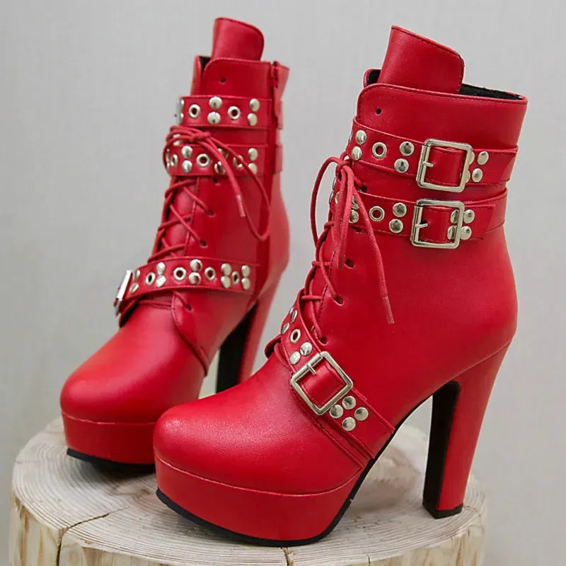 Funki Buys | Boots | Women's Buckle Strap Platform Ankle Boots