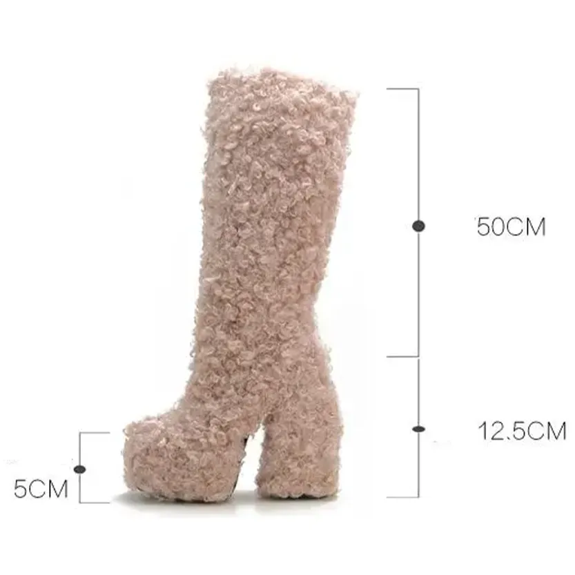 Funki Buys | Boots | Women's Fuzzy Faux Wool Platform Boots