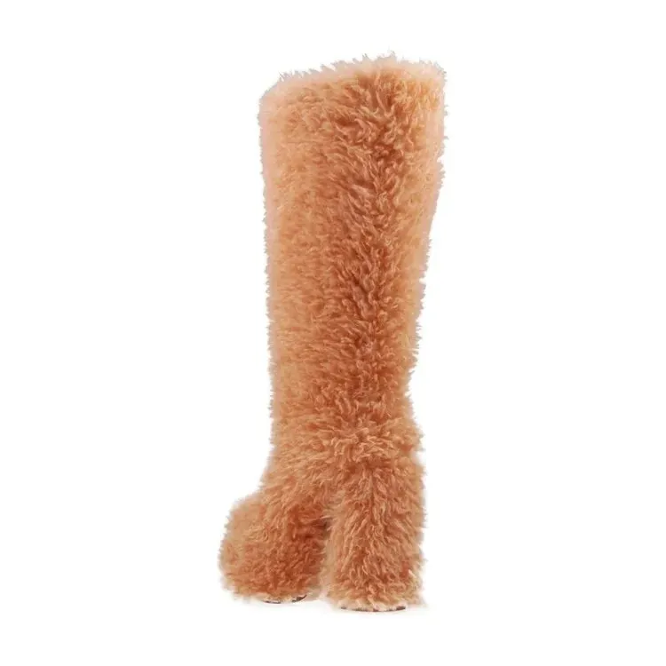 Funki Buys | Boots | Women's Fuzzy Faux Wool Platform Boots