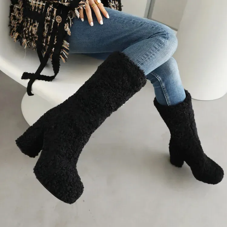 Funki Buys | Boots | Women's Fuzzy Faux Wool Platform Boots