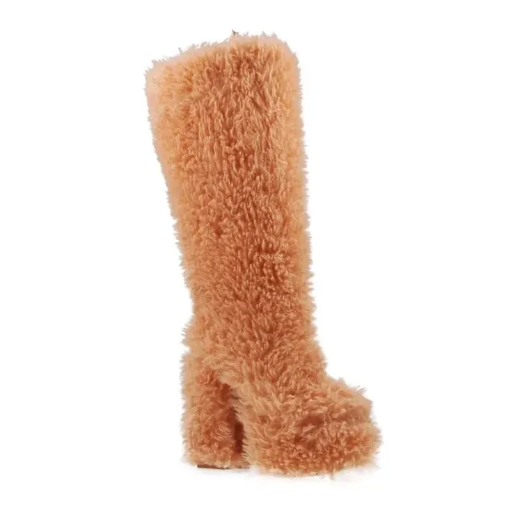 Funki Buys | Boots | Women's Fuzzy Faux Wool Platform Boots