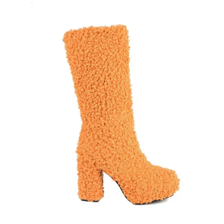 Funki Buys | Boots | Women's Fuzzy Faux Wool Platform Boots