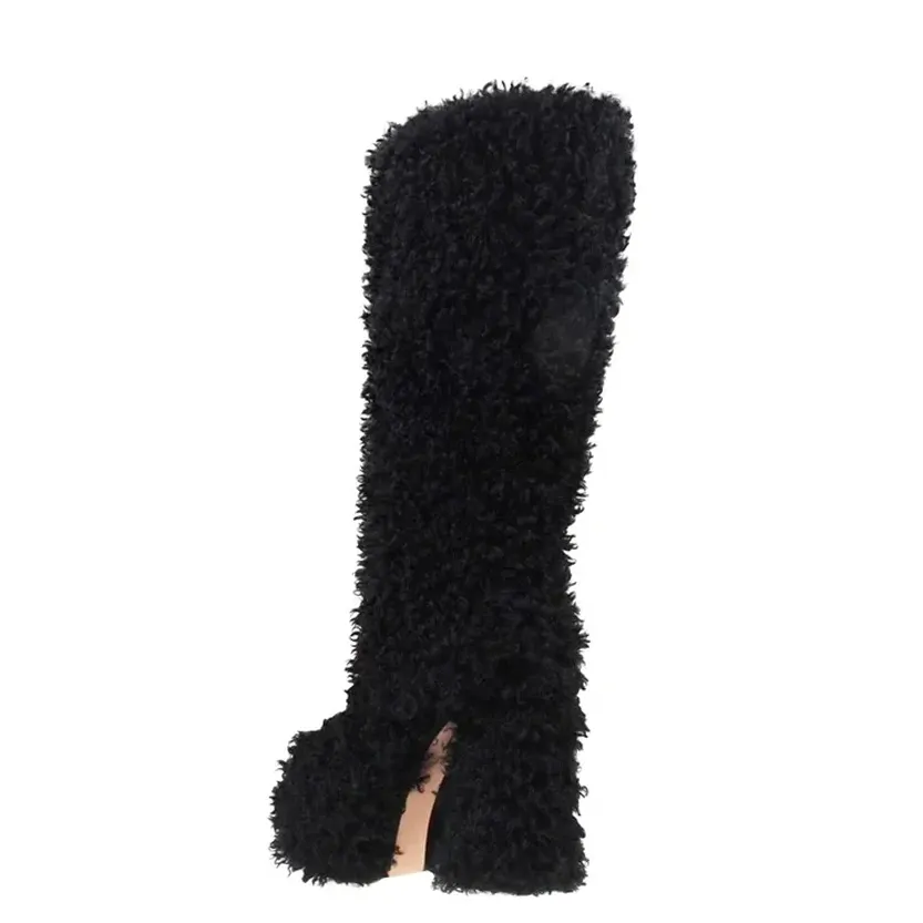 Funki Buys | Boots | Women's Fuzzy Faux Wool Platform Boots