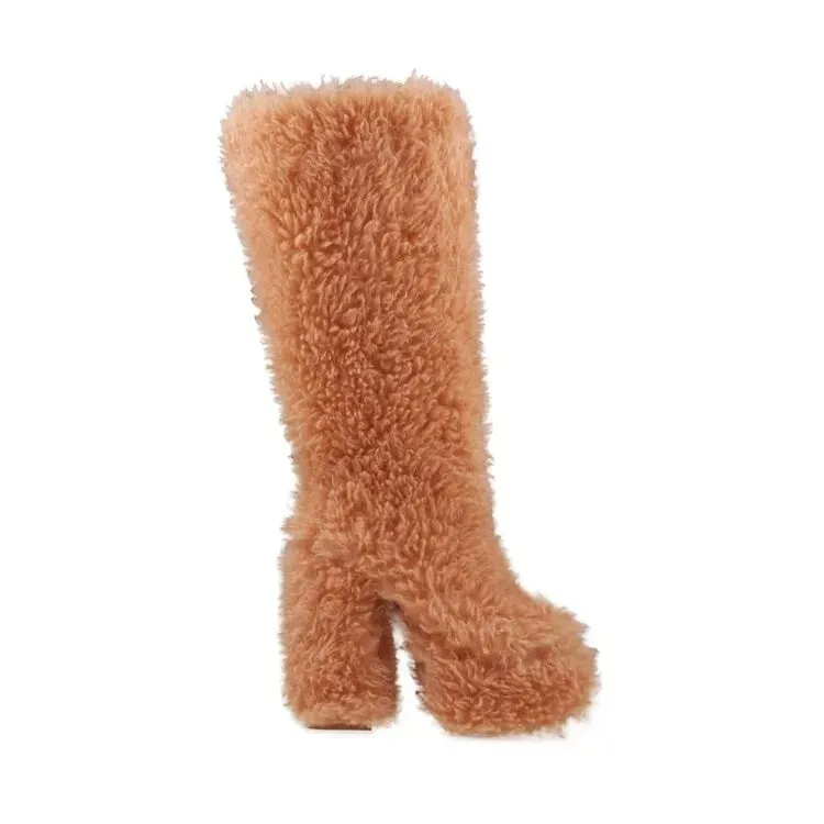 Funki Buys | Boots | Women's Fuzzy Faux Wool Platform Boots