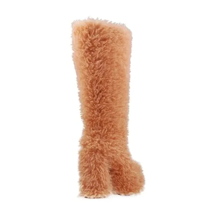 Funki Buys | Boots | Women's Fuzzy Faux Wool Platform Boots