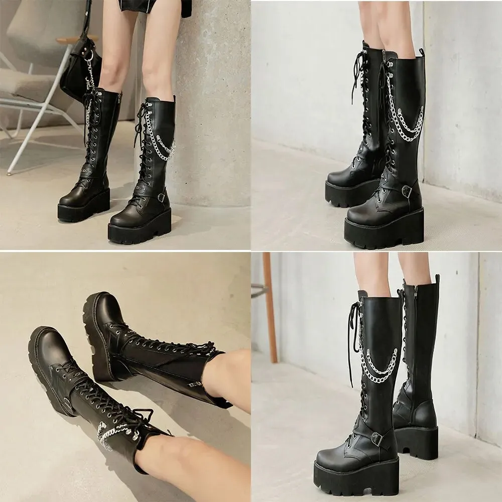 Funki Buys | Boots | Women's High Luxury Gothic Platform Boots