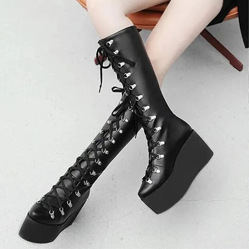 Funki Buys | Boots | Women's High Luxury Gothic Platform Boots