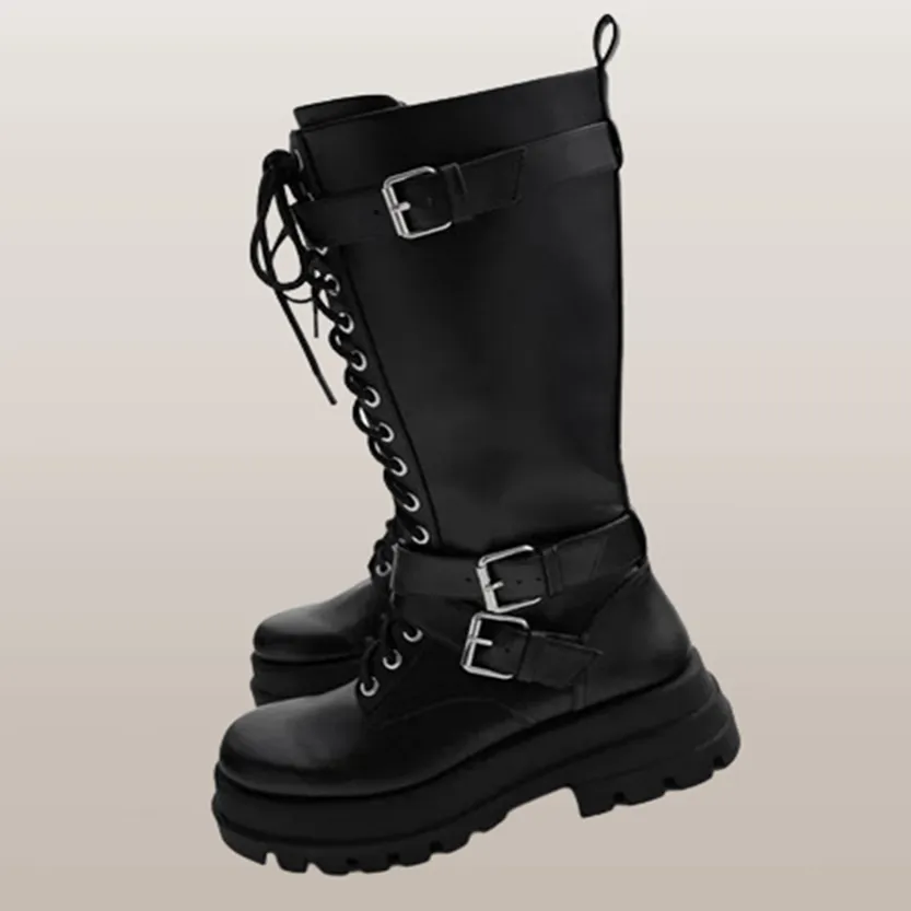 Funki Buys | Boots | Women's Knee High Silver Chain Biker Boot